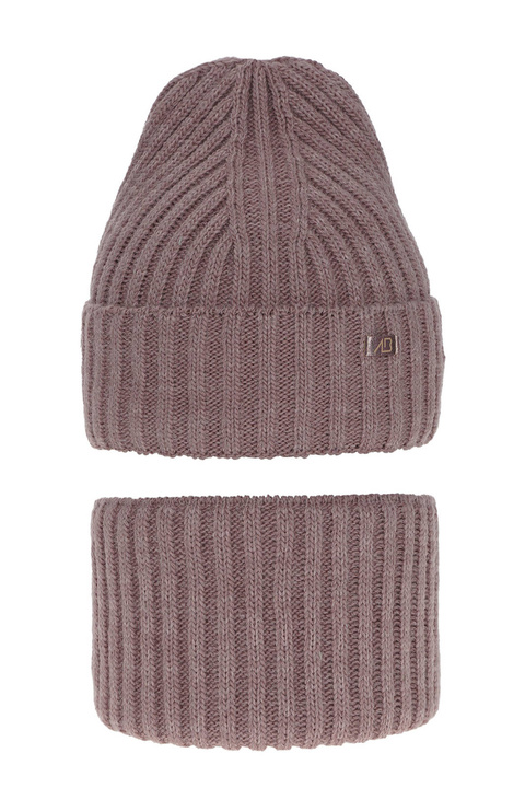 Set de iarnă pentru fete: căciulă și fular circular roz Valentine