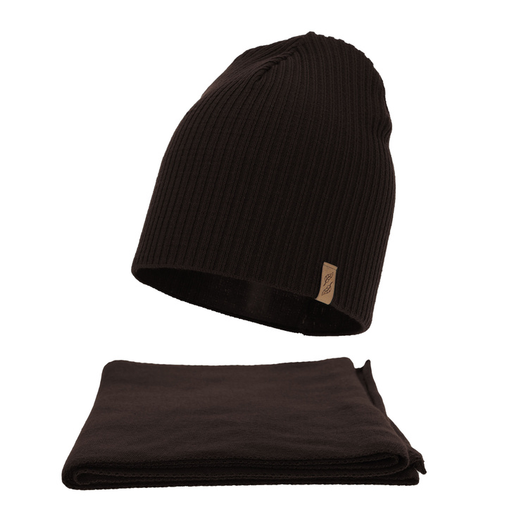 Set de iarnă pentru femei: căciulă și fular, ciemnobrązowy, Fena