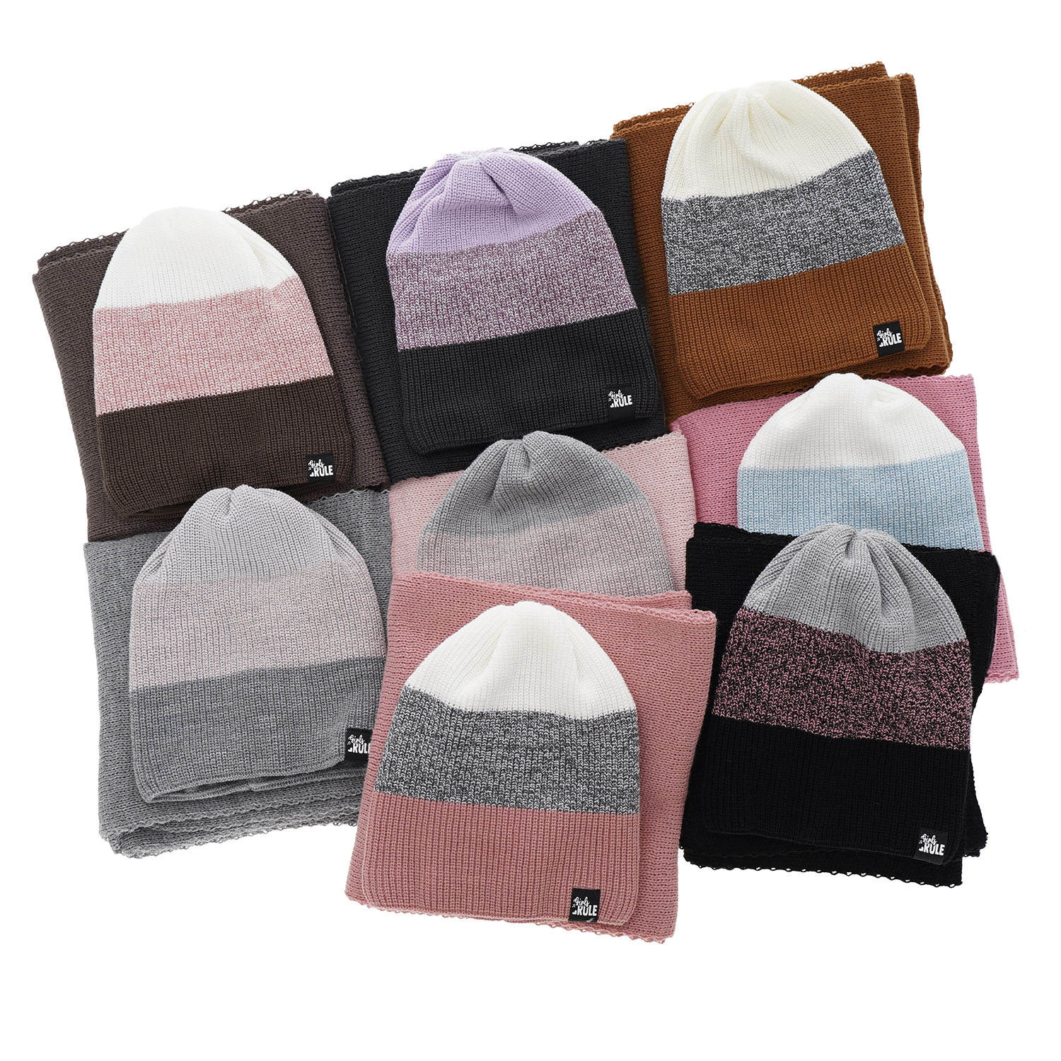 Set de iarnă pentru fete: căciulă și fular roz Kourtney