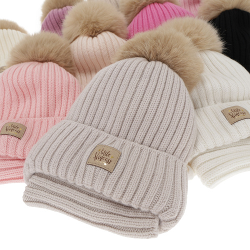 Set de iarnă pentru fete: căciulă și fular circular, roz, 100% lână merino, cu urechi, căptușit cu bumbac, Malesia