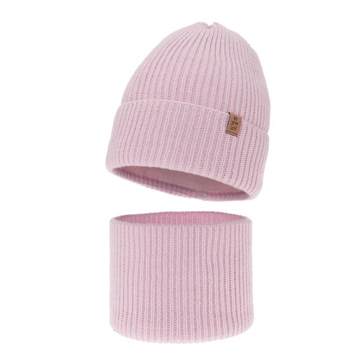 Set de iarnă pentru fete: căciulă și fular circular violet Edera