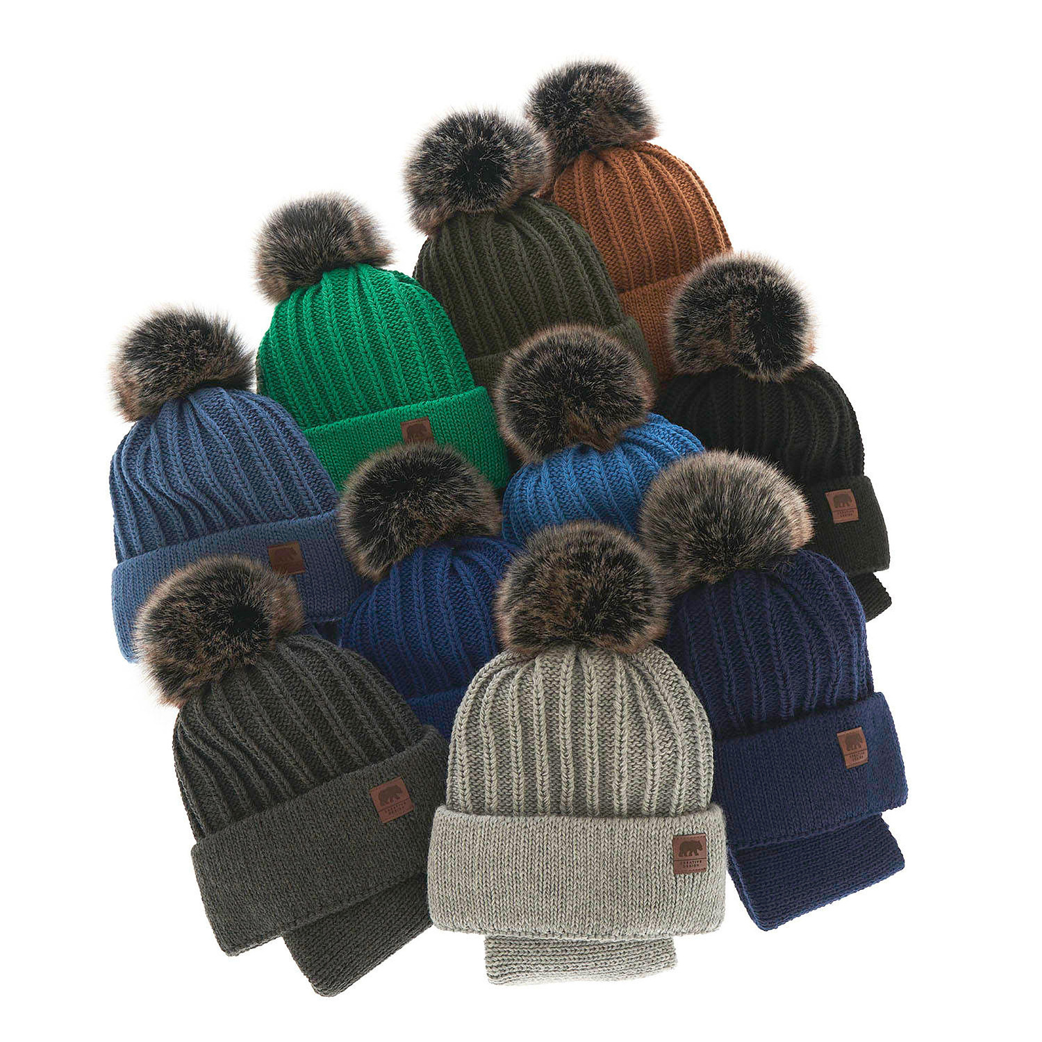 Set de iarnă pentru băieți: Căciulă și fular circular camel cu pompon Havier