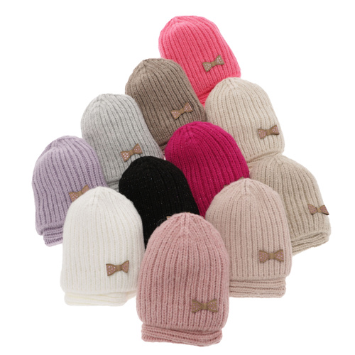 Set de iarnă pentru fete: căciulă și fular circular violet Ingrid