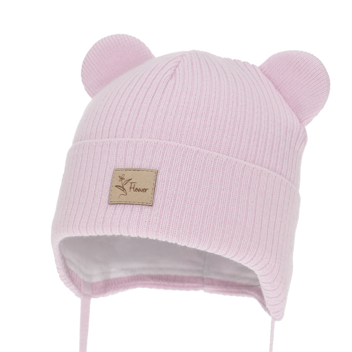 Căciulă de primăvară-toamnă pentru fete, liliova, cu urechi, Djona