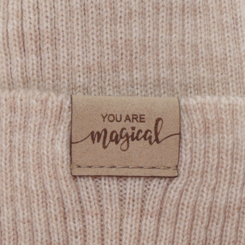 Set de primăvară-toamnă pentru fete: căciulă și fular circular, cremă, 100% lână merino, Magenta