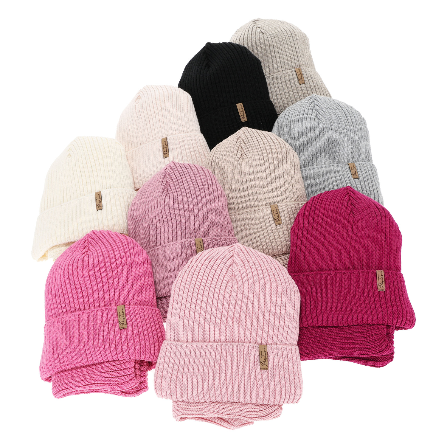 Set de iarnă pentru fete: căciulă și fular circular căptușit cu polar, amarant, cu lână merino, Odette