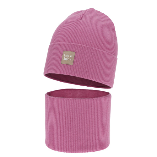 Set de primăvară-toamnă pentru fete: căciulă și fular circular, cu bumbac, cremă, Zola