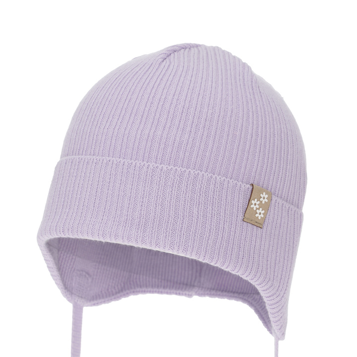 Căciulă de primăvară-toamnă pentru fete, violet, cu urechi, 100% bumbac, Lunara