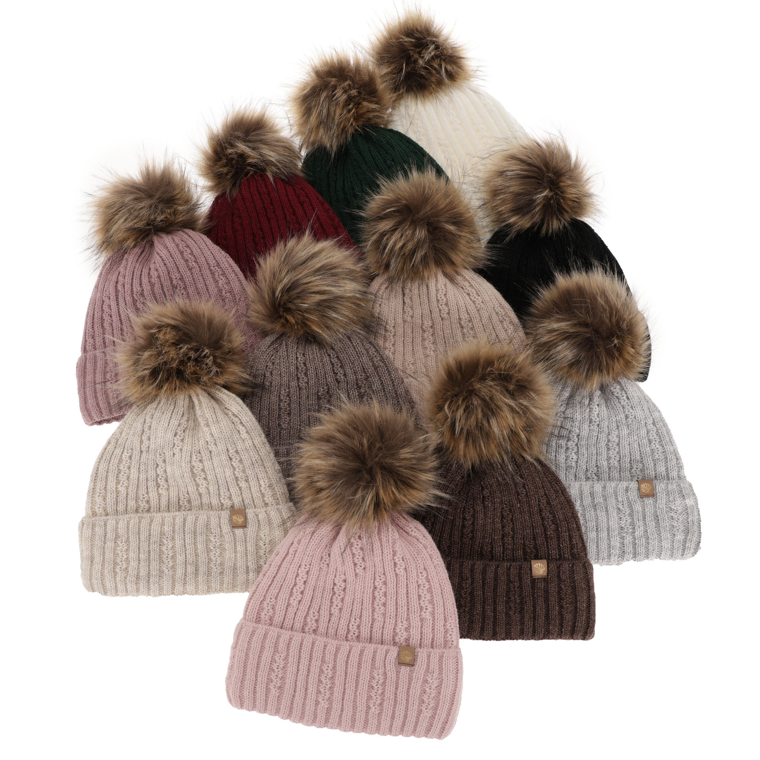 Căciulă de iarnă pentru femei verde cu pompon Savona