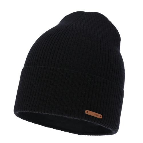 Căciulă de primăvară-toamnă pentru femei, de iarnă, neagră, 100% lână merino, Flerra