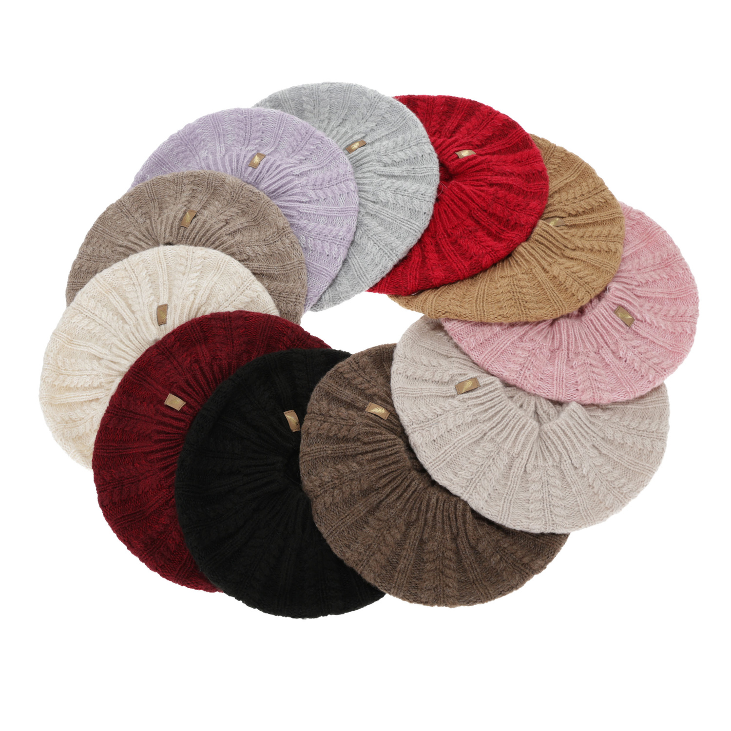 Beret de iarnă pentru femei, camel, cu lână merino, Senja