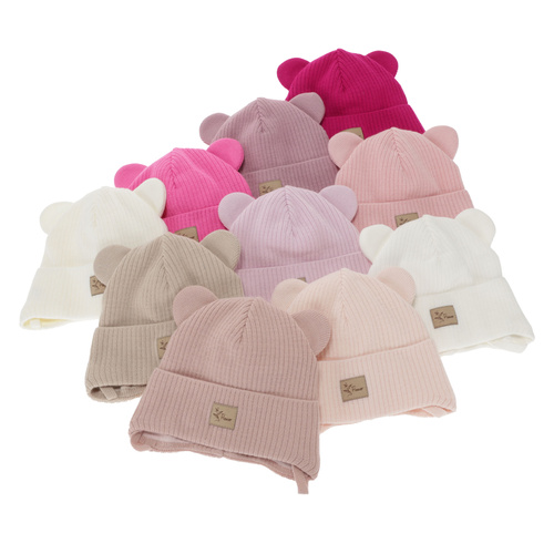 Căciulă de primăvară-toamnă pentru fete, bej, cu urechi, Djona