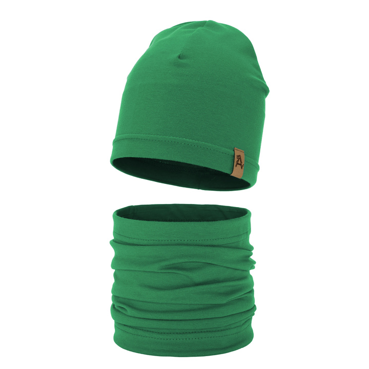 Set primăvară-toamnă pentru băieți: Căciulă și fular circular verde Griffin