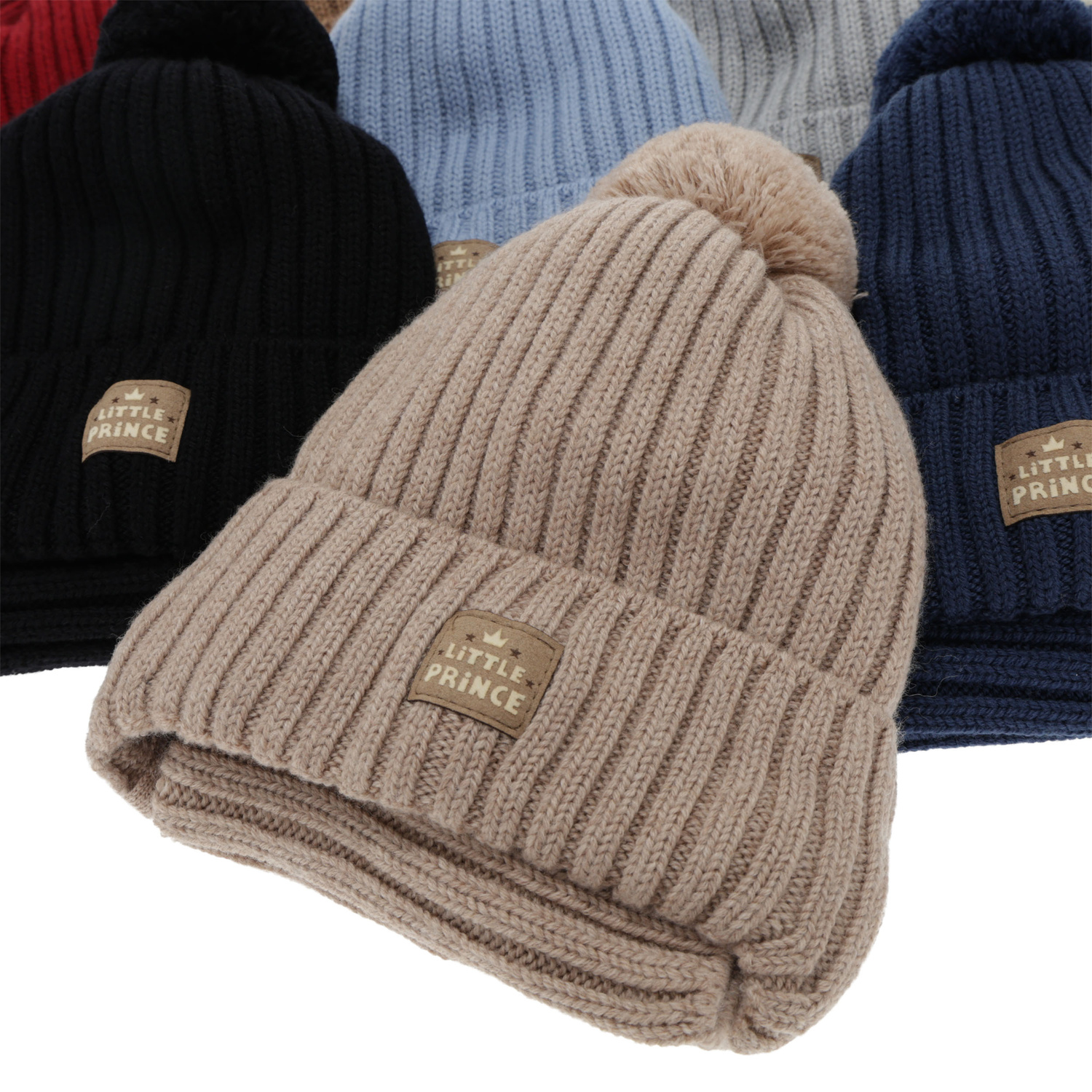 Set de iarnă pentru băieți: Căciulă și fular circular, niebieski, 100% lână merino, căptușit cu bumbac, cu urechi, Masil