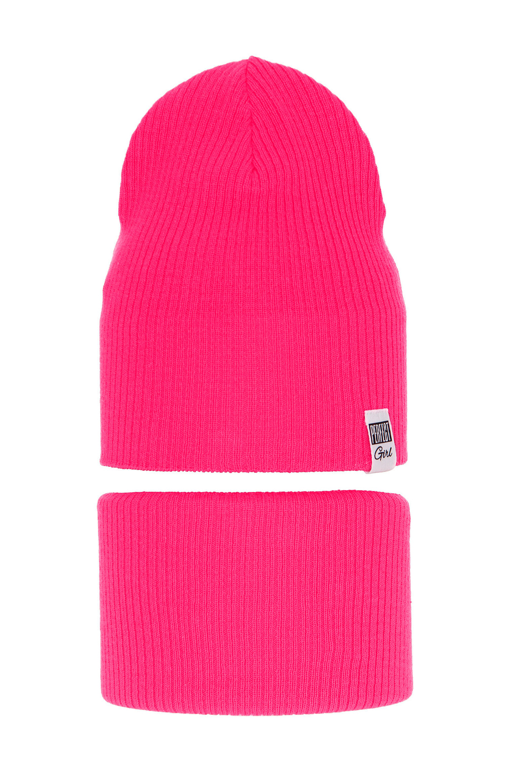 Set de primăvară-toamnă pentru fete: căciulă și fular circular, cu bumbac, roz Farinka