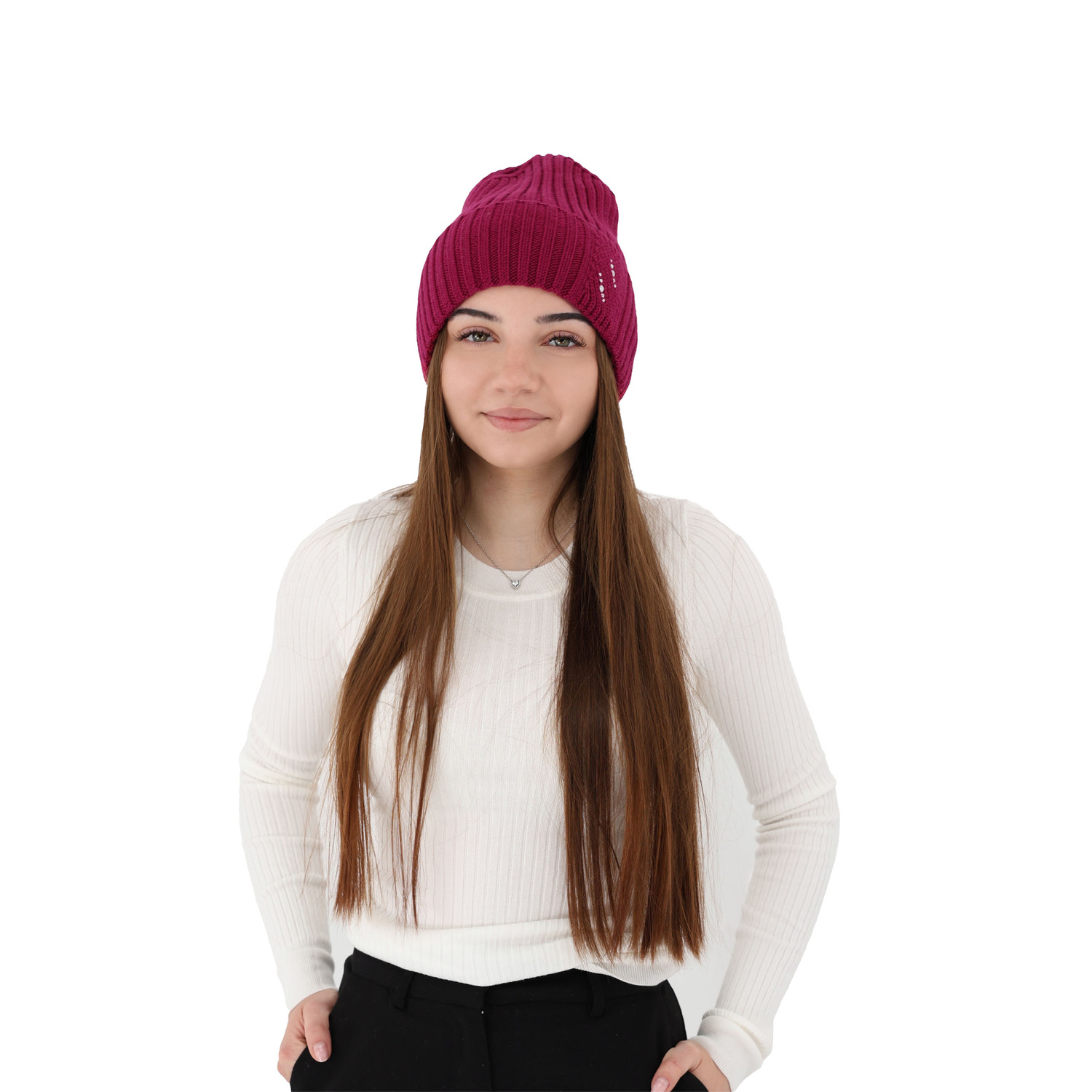 Căciulă de iarnă pentru femei roz 100% lână merino extra fină Ariga