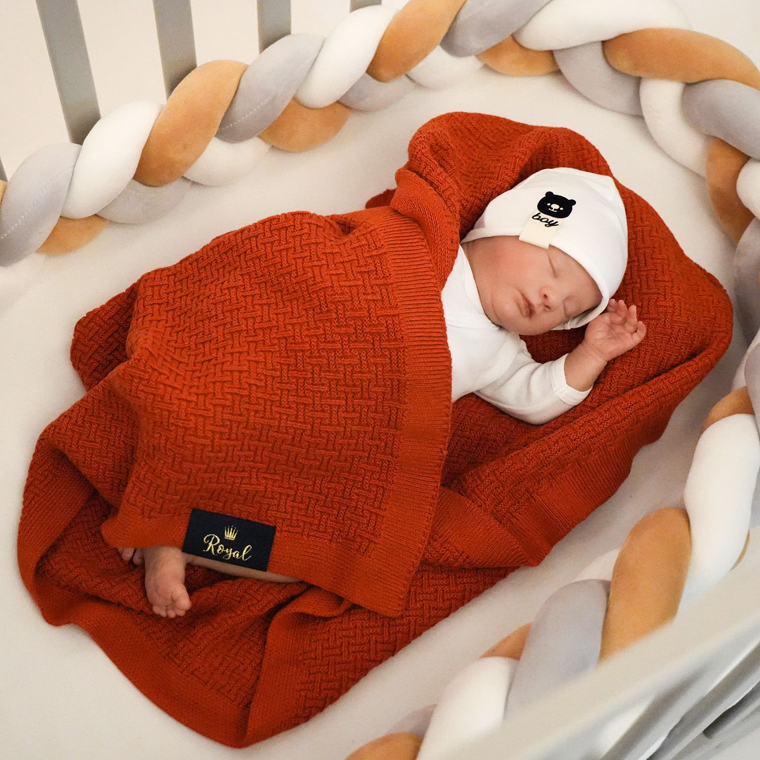 Pătură din bambus - bumbac pentru bebeluși roșie Pony