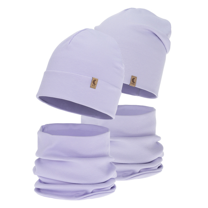Set de primăvară-toamnă pentru fete: căciulă și fular circular, bumbac, violet, Bravura