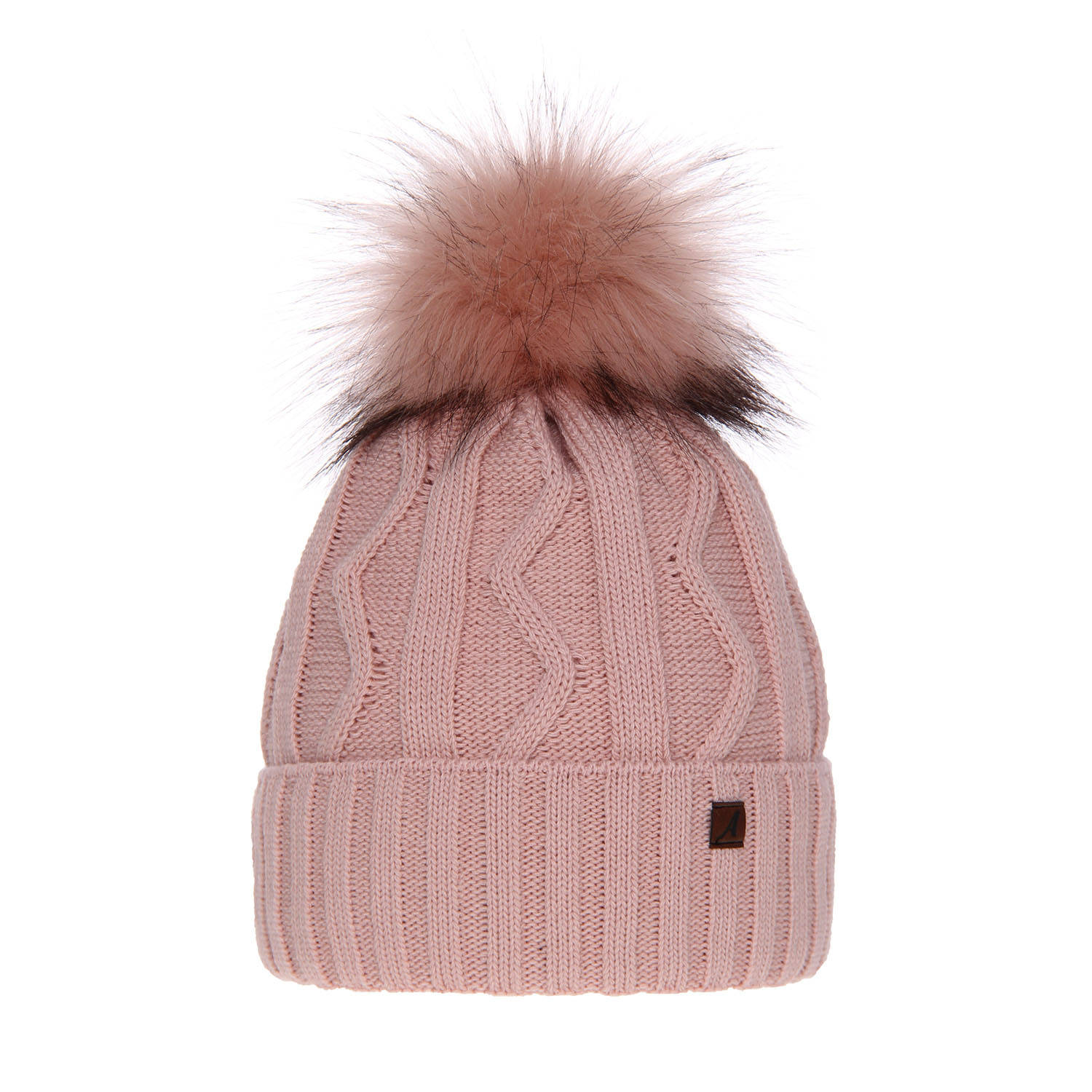 Căciulă de iarnă pentru femei roz cu pompon Renika