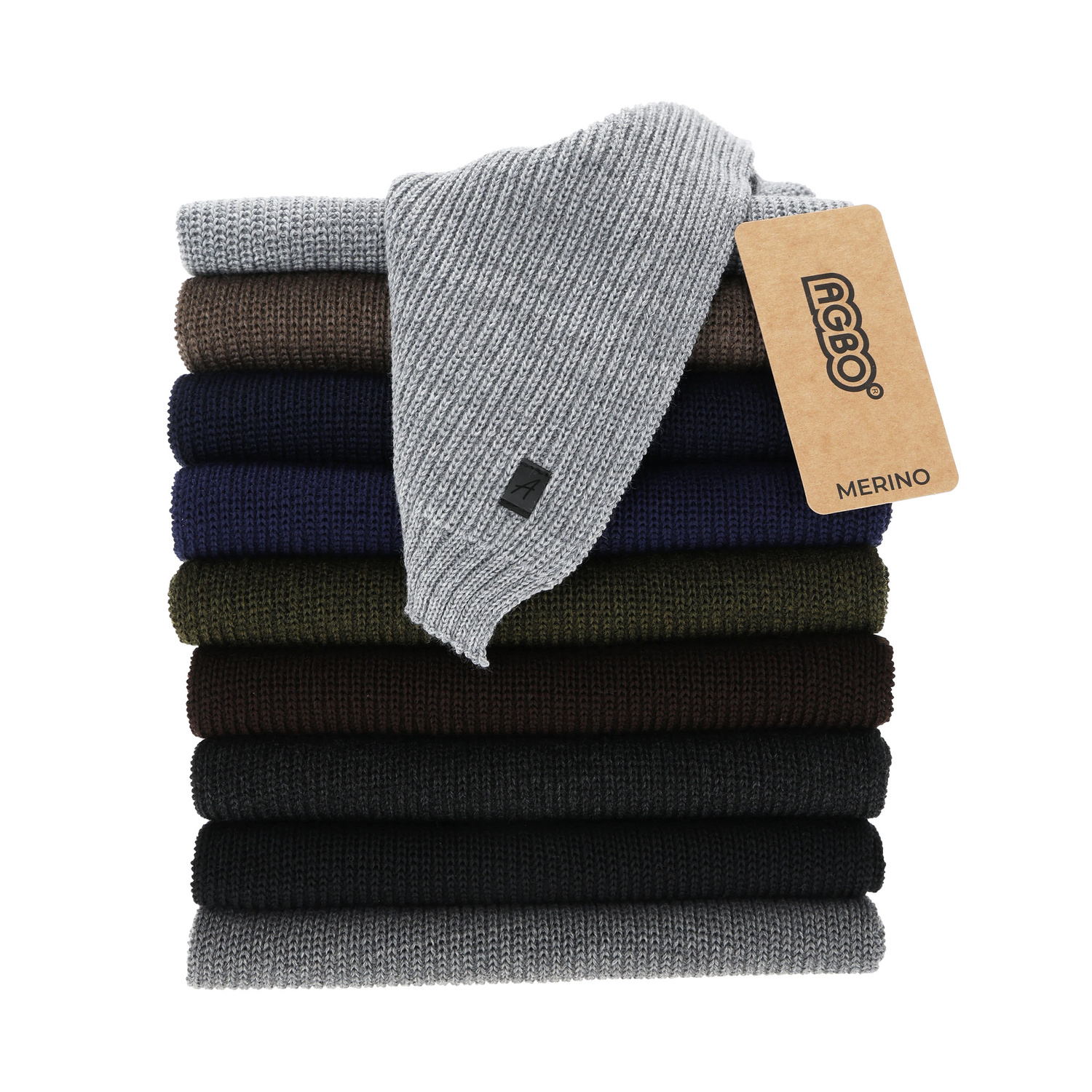 Fular de iarnă pentru bărbați, khaki, cu lână merino Algor