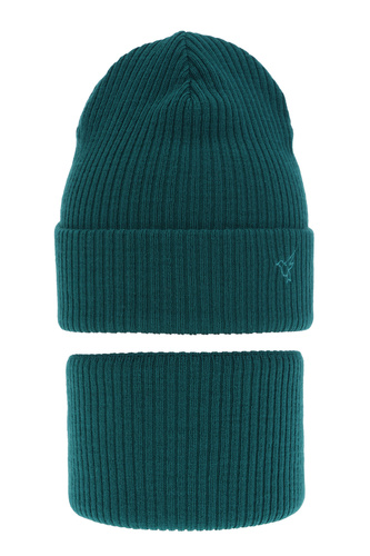 Set de iarnă pentru fete: căciulă și fular circular verde Rosetta