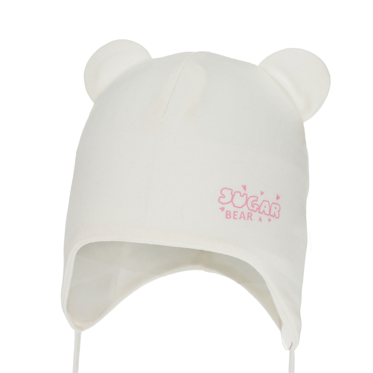 Căciulă de primăvară-toamnă pentru fete, crem, din bumbac, cu urechi, Kelda