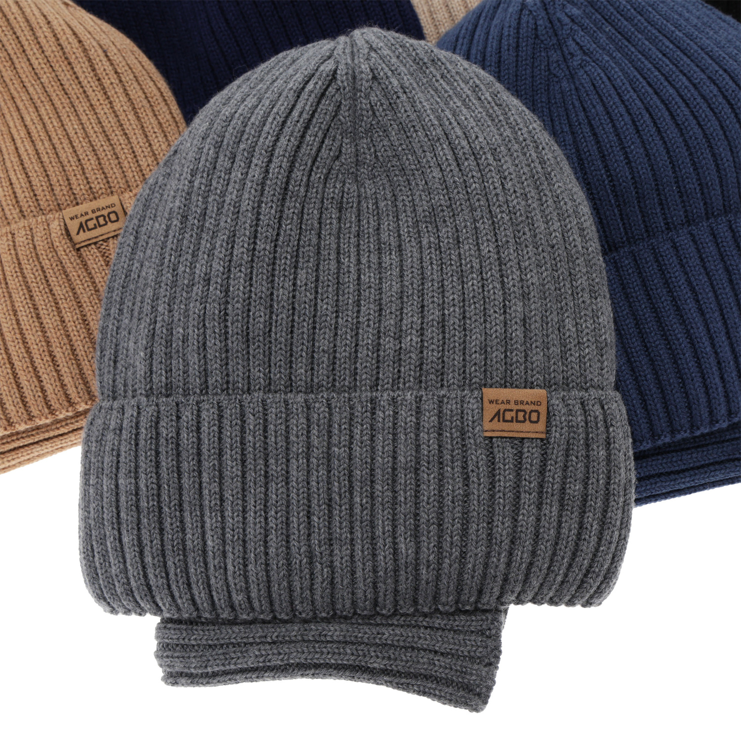 Set de iarnă pentru băieți căciulă și fular circular, bej, 100% lână merino, cu căptușeala din lână merino, Domin