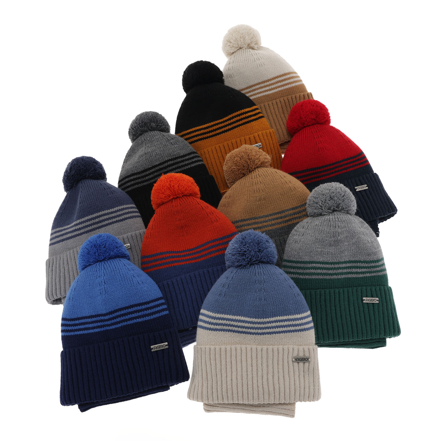 Set de iarnă pentru băieți: Căciulă și fular circular albastru marin cu pompon Pallas