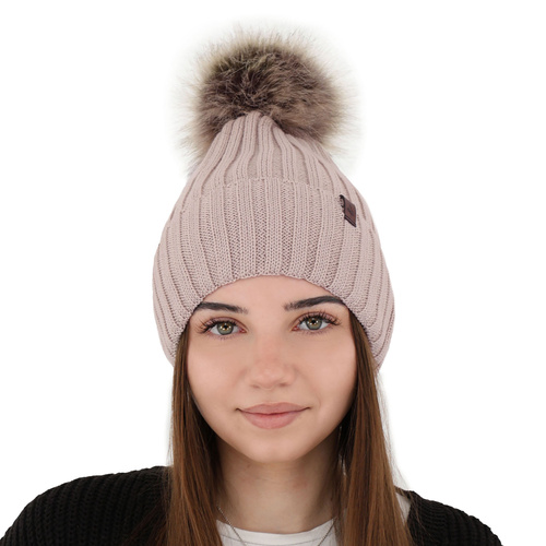 Căciulă de iarnă pentru femei, bej, lână merino Texa