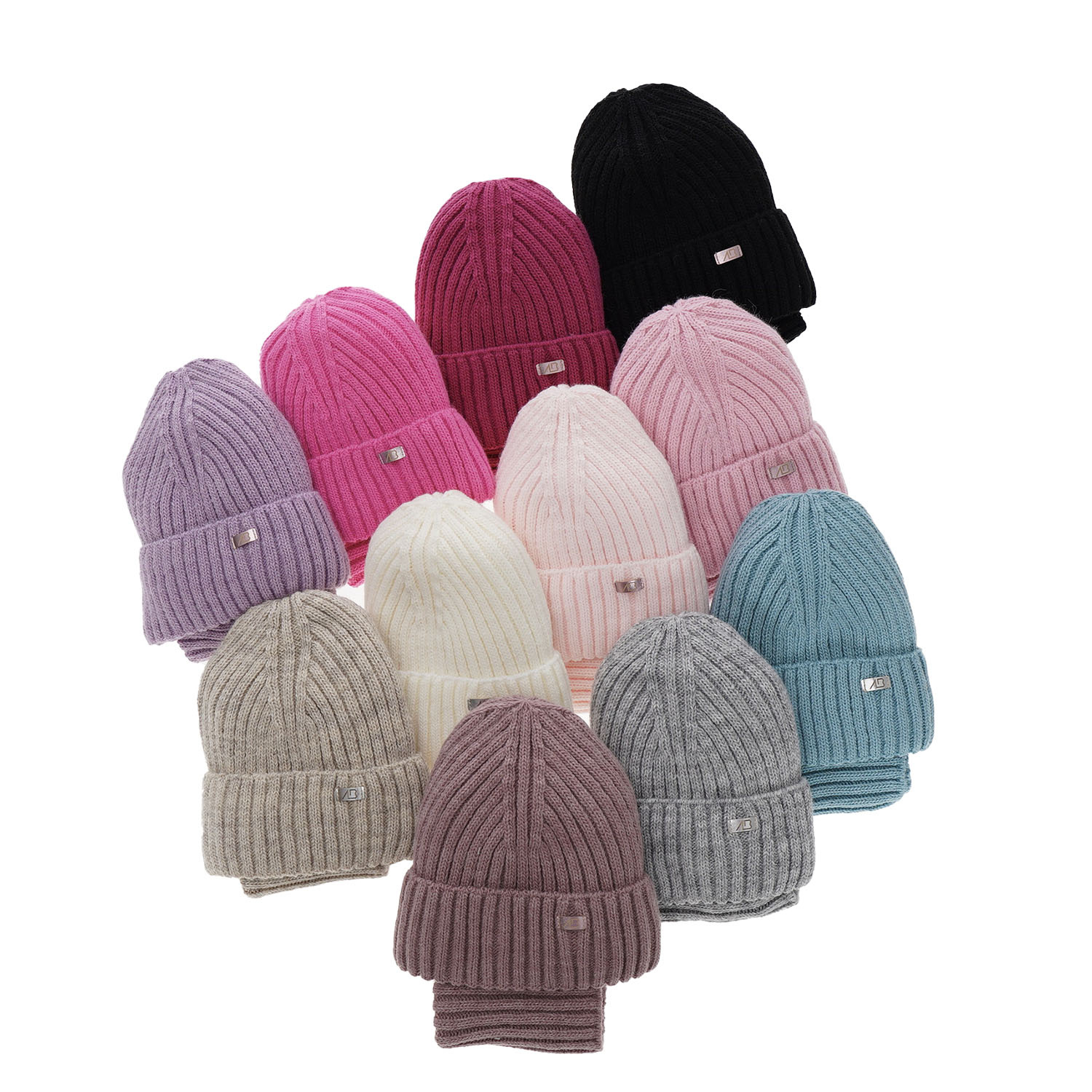 Set de iarnă pentru fete: căciulă și fular circular negru Valentine