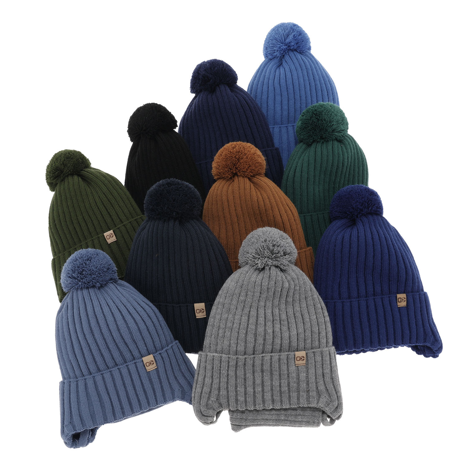 Set de iarnă pentru băieți: Căciulă și fular circular albastru cu pompon Carlo