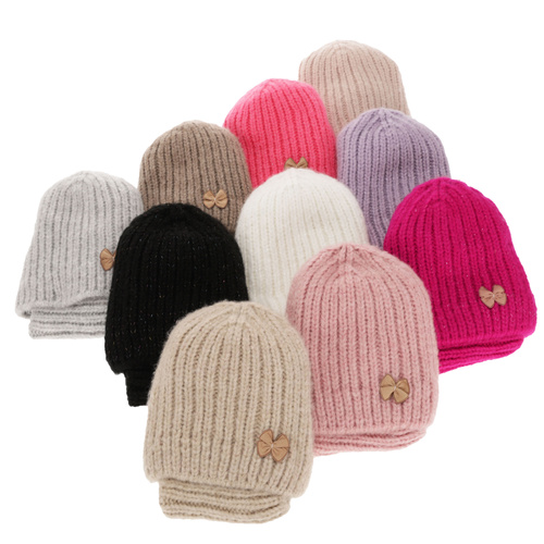 Set de iarnă pentru fete: căciulă și fular circular bej Ingrid