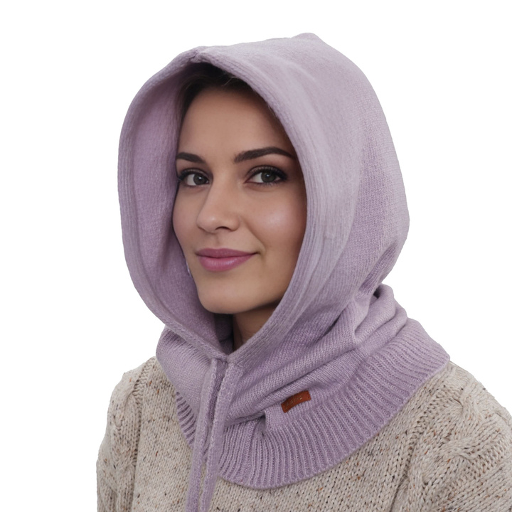 Fular circular de iarnă pentru femei violet lână merino Elizabeth