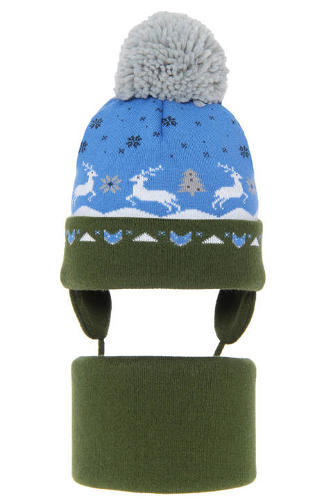 Set pentru un băiat: șapcă și snood de iarnă verde Tery